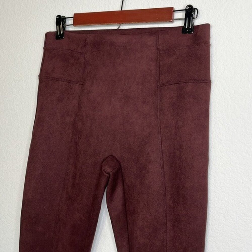 SPANX Suede Legging Wine color size Large Petite Women’s‎ clothing - Picture 3 of 12